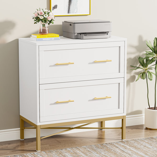White And Gold File Cabinet Wayfair